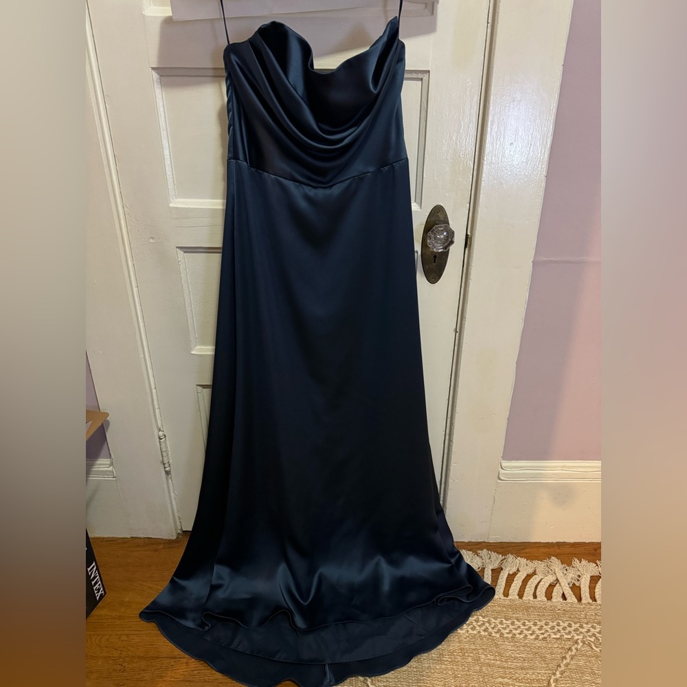 Amsale French Blue Jara Dress - Fluid Satin